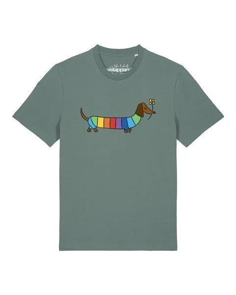 watapparel watapparel T-Shirt Unisex Regenbogen Dackel, Green bay, – Produktbild 1 von 3