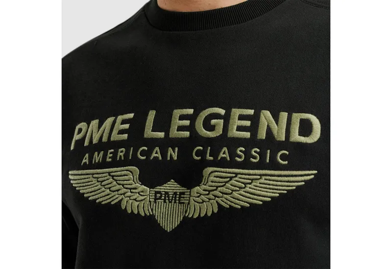 PME Legend PME Legend Sweatshirt Rundhals Soft Terry mit Logo mit Logo Stickerei, Schwarz, – Produktbild 3 von 4