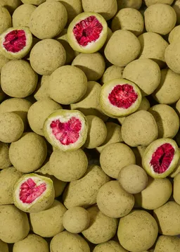 KoRo Gefriergetrocknete Himbeeren in weißer Schokolade mit Matchapulver | 500 g – Produktbild 1 von 1