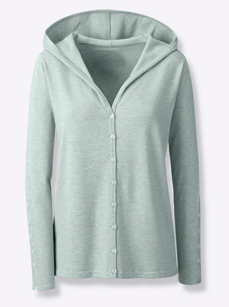 heine Kapuzenstrickjacke kalkmint-meliert, Kalkmint-meliert, – Produktbild 1 von 2