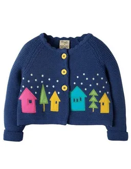 Frugi Frugi Strickjacke Häuser in blau-bunt – Produktbild 1 von 1