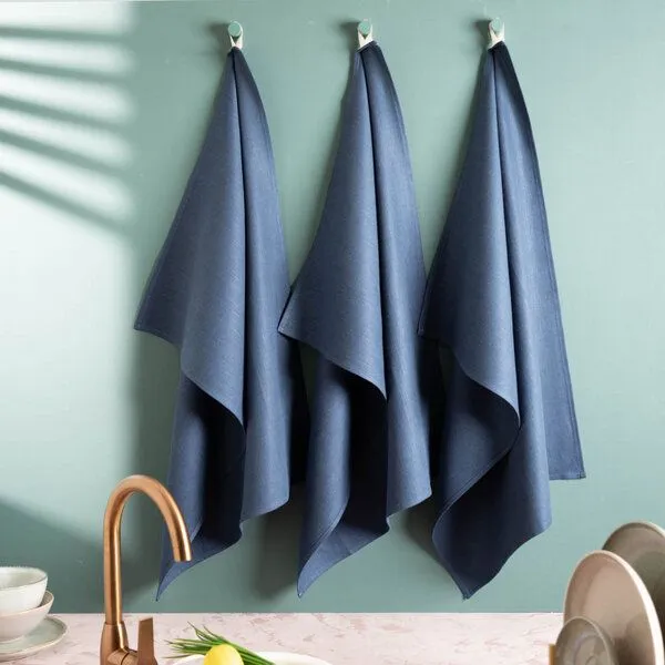 nahtur-design nahtur-design Leinen-Geschirrtücher im 3er Set , 100% Leinen, Blau, – Produktbild 1 von 5
