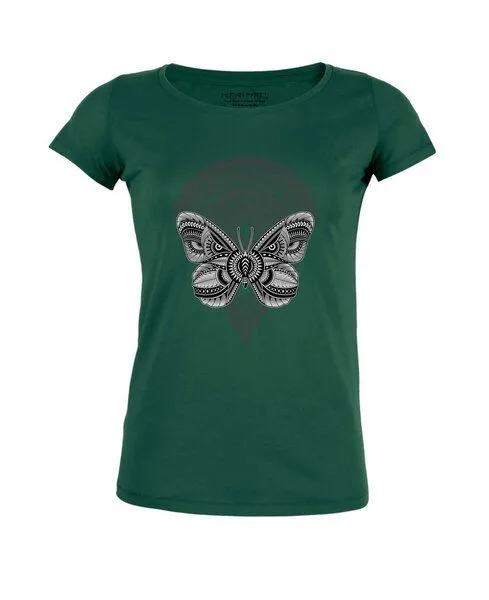 Human Family Human Family Damen T-Shirt Amorous "Butterfly" aus Bio Baumwolle, Dark green, – Produktbild 1 von 3