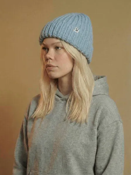 Yasu Gerippte Alpaca Blend Mütze Ono, Sky blue, – Produktbild 1 von 2