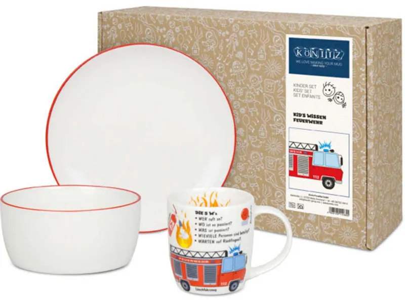 Könitz Könitz Kinder-Geschirrset "Kid´s Wissen Feuerwehr" im Geschenkkarton – Produktbild 1 von 1