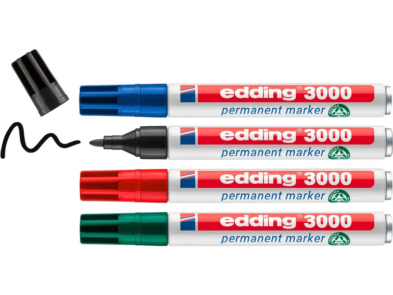 Edding 4er Set edding Permanentmarker "3000" farbig sortiert – Produktbild 2 von 3