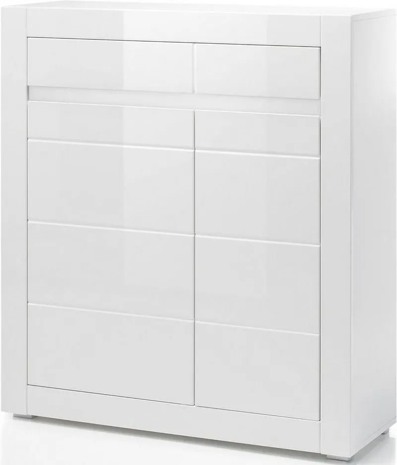 Home affaire Kommode Carat, Breite 100 cm, wird mit 2 Leisten geliefert (weiss und grau), Weiß, – Produktbild 3 von 5