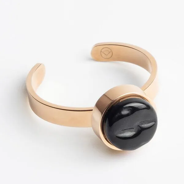 ALEXASCHA ALEXASCHA Größenverstellbarer Ring mit Stein, Onyxschwarz, – Produktbild 1 von 4