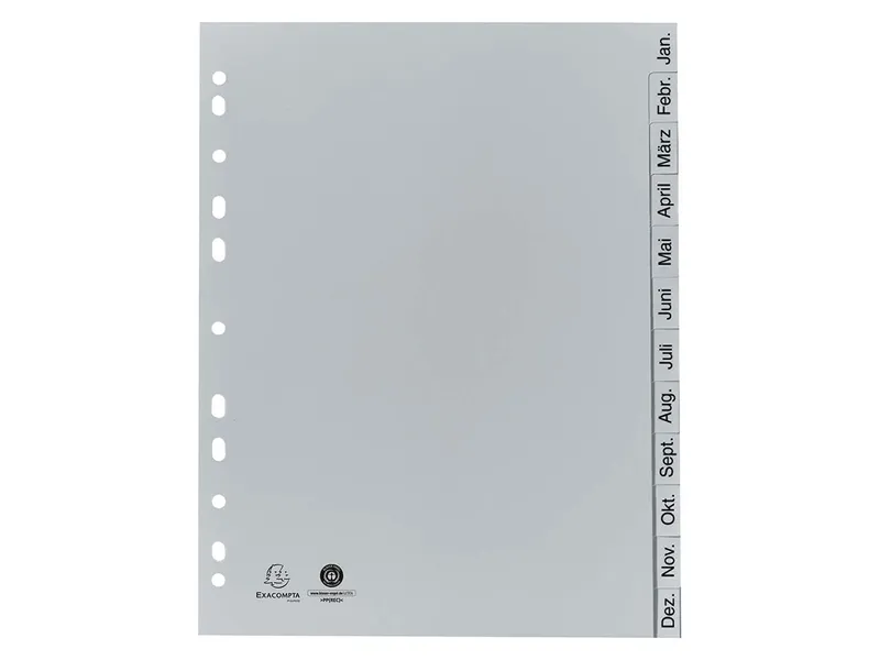 Exacompta Exacompta Register aus Recyclingkunststoff Januar-Dezember, DIN A4 – Produktbild 2 von 3
