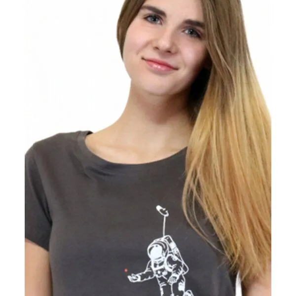 Spangeltangel Spangeltangel Damen T-Shirt „Kosmonaut“ grau, für Frauen, Galaxie, Astronaut, Weltall, Grau, – Produktbild 2 von 2
