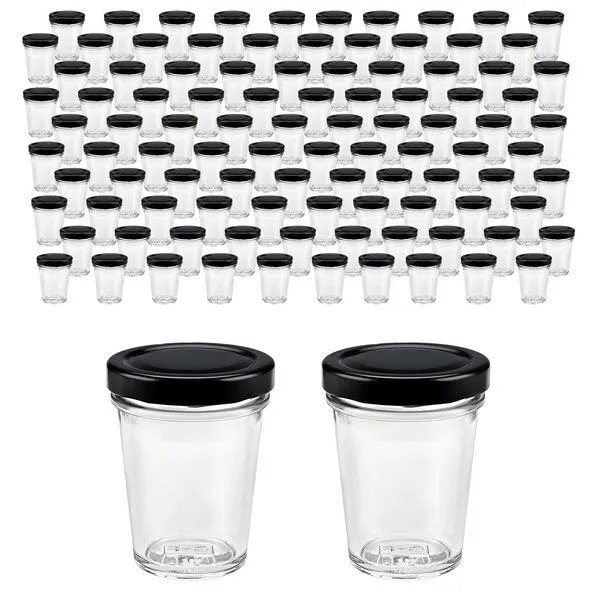 mikken mikken 100 kleine Dessertgläser 65ml Einmachgläser mit Schraubdeckel, Schwarz, – Produktbild 1 von 3