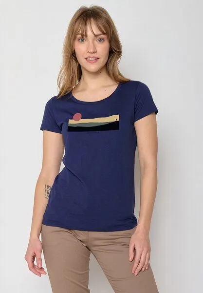 GreenBomb GREENBOMB Nature Pathway Loves - Sportliches T-Shirt aus Bio-Baumwolle / hochwertiger Print / GOTS / Fair & Vegan, Blau (marineblau), – Produktbild 2 von 4
