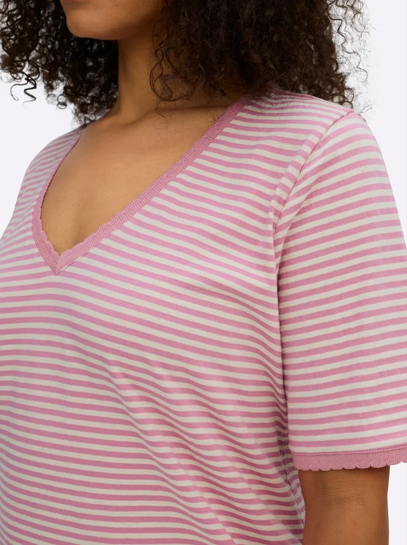 sheego sheego Ringelshirt ecru-altrosa-geringelt, Ecru-altrosa-geringelt, – Produktbild 2 von 2