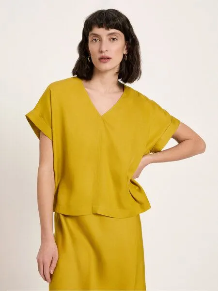 LANIUS LANIUS Blusenshirt aus Tencel Lyocell, Gelb (dark kiwi), – Produktbild 2 von 4