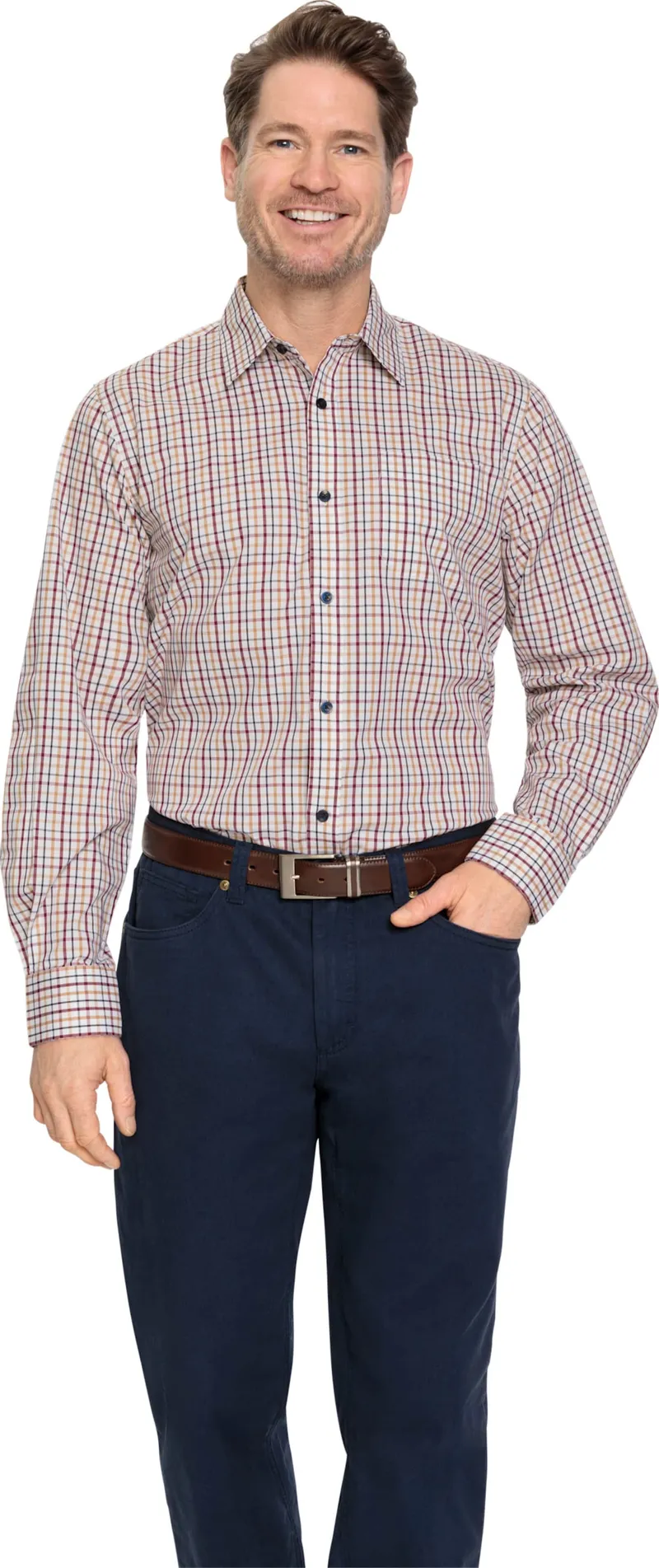 marco donati Langarm-Hemd marine-bordeaux, Marine-bordeaux, – Produktbild 2 von 2