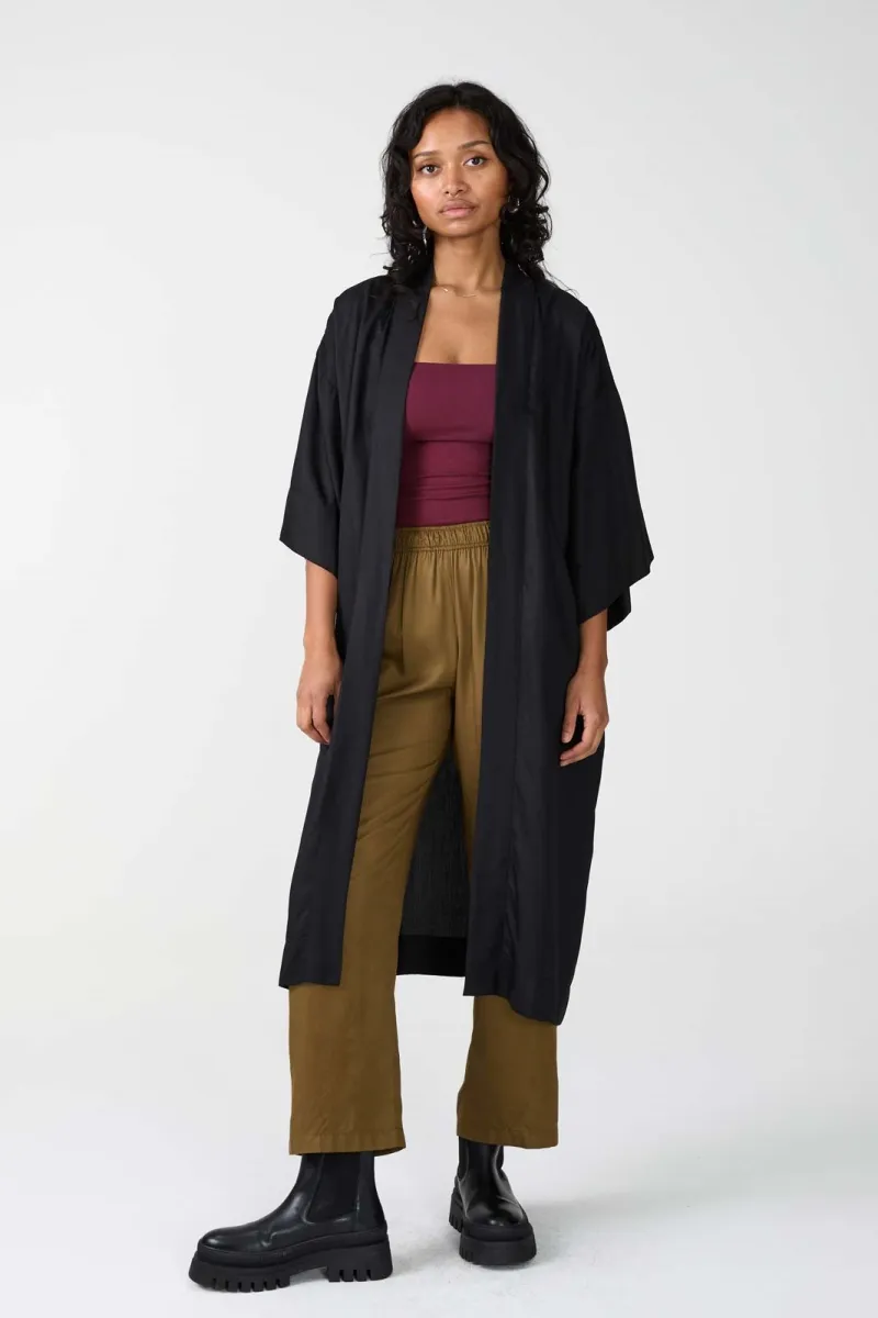 Yahmo Yahmo Damen vegan Kimono Liese Schwarz, Schwarz, – Produktbild 2 von 2