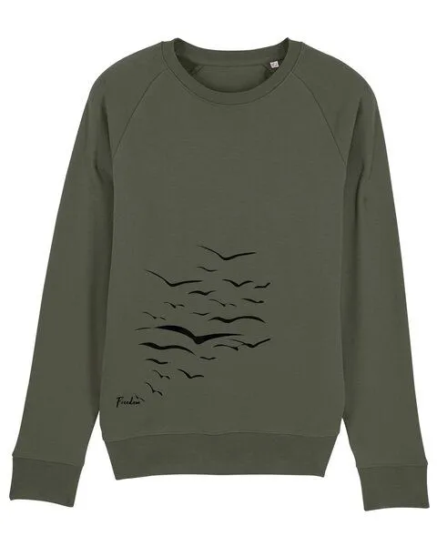 Human Family Human Family Bio Herren Sweatshirt "Practice - Free Birds" in 5 Farben, Khaki, – Produktbild 2 von 4