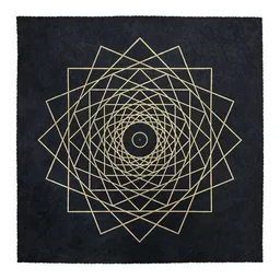 Veskor Cassiopeia Veskor Cassiopeia WHIRLING SQUARES Heilige Geometrie Linoldruck | 40 x 40 cm | Gold auf Schwarz – Produktbild 1 von 1