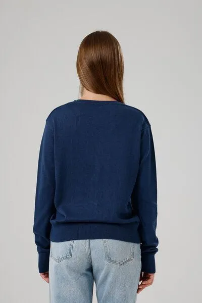GORG GORG Damen Strickpullover mit V-Ausschnitt, Navy, – Produktbild 2 von 4