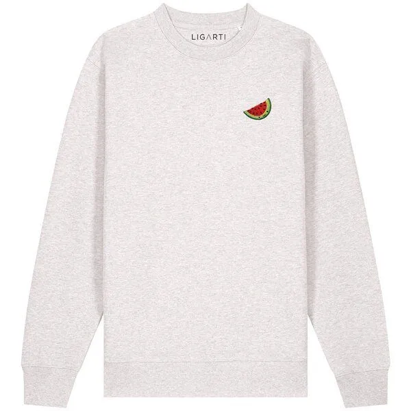 LIGARTI Bestickter Pullover – Wassermelone – LIGARTI Tiermanufaktur, Hellgrau, – Produktbild 1 von 2