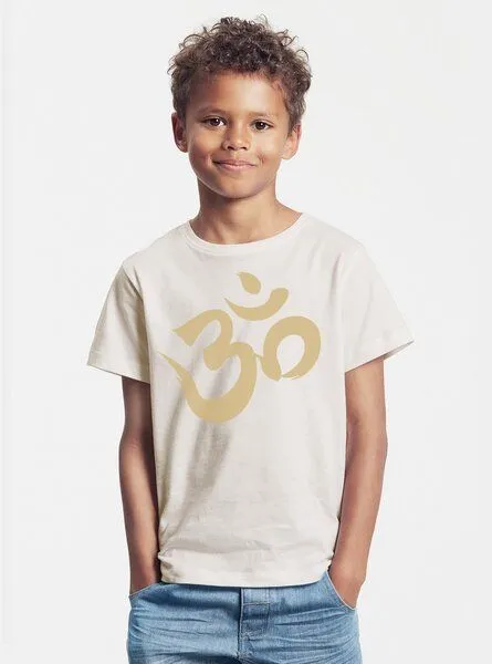 Peaces.bio - handbedruckte Biomode Peaces.bio - handbedruckte Biomode Bio-Kinder T-Shirt Om, Natur, – Produktbild 2 von 2