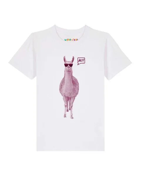 watabout.kids watabout.kids T-Shirt Kinder Lama sagt Hi, White, – Produktbild 1 von 2