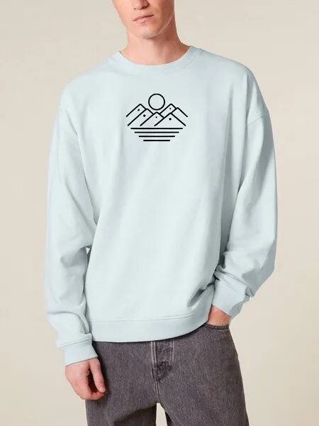 Human Family Human Family Bio Unisex oversize Sweatshirt - "Mountain Silhouette", Hellblau, – Produktbild 1 von 4