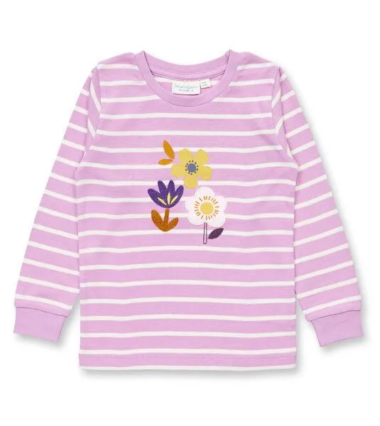 Sense Organics & friends in cooperation with GARY MASH Sense Organics & friends in cooperation with GARY MASH Kinder Schlafanzug Ringel aus Biobaumwolle, Blumen (rosa), – Produktbild 2 von 3