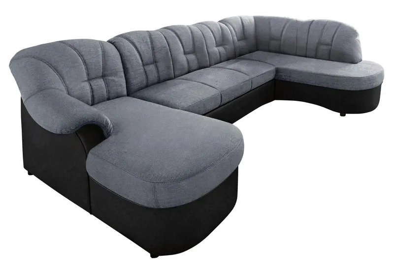 DOMO collection Wohnlandschaft FLORES 293x180x86 cm, hochwertig, komfortabel, U-Form, 3 Teile, wahlw. mit Bettfunktion, wahlw. mit Federkern, Unser Dauertiefpreis, Schwarz|silberfarben, – Produktbild 8 von 8