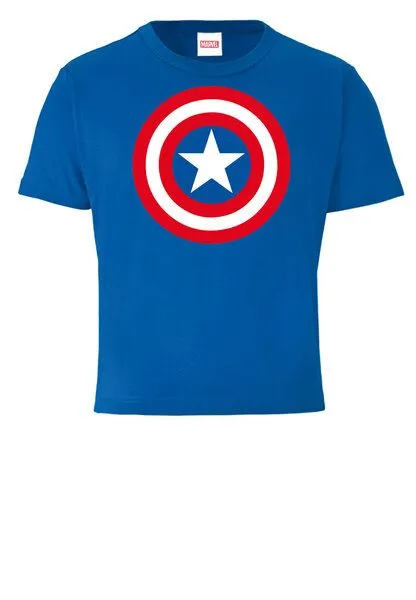 LOGOSH!RT LOGOSH!RT - Marvel - Captain America - Shield - Logo - Kinder - Bio T-Shirt, Azurblau, – Produktbild 1 von 4