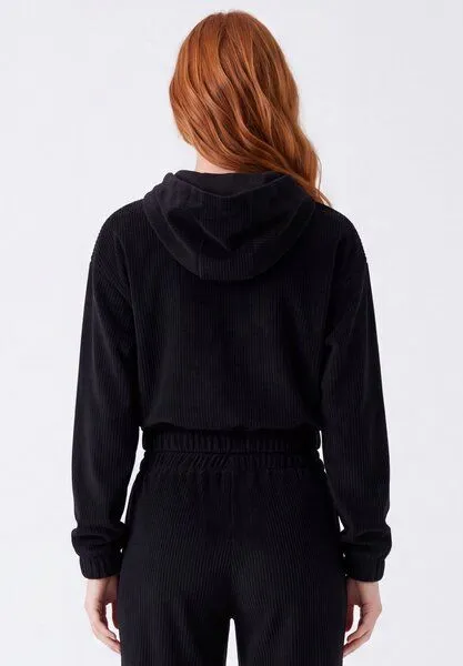 ORGANICATION ORGANICATION Cropped Cord-Hoodie aus Bio-Baumwolle, Black, – Produktbild 4 von 4