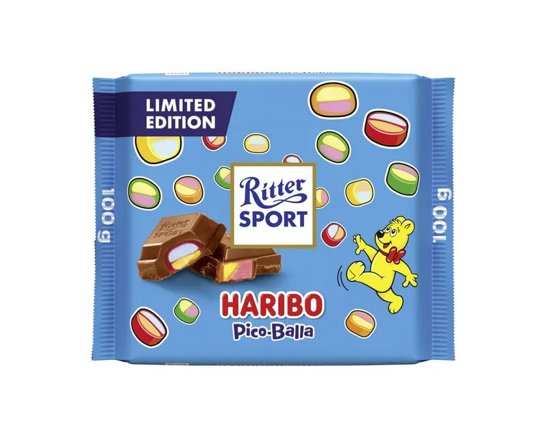 Ritter Sport Ritter Sport Schokolade, Ritter Sport Pico Balla Haribo Vollmilchschokolade Tafel 100g – Produktbild 2 von 3