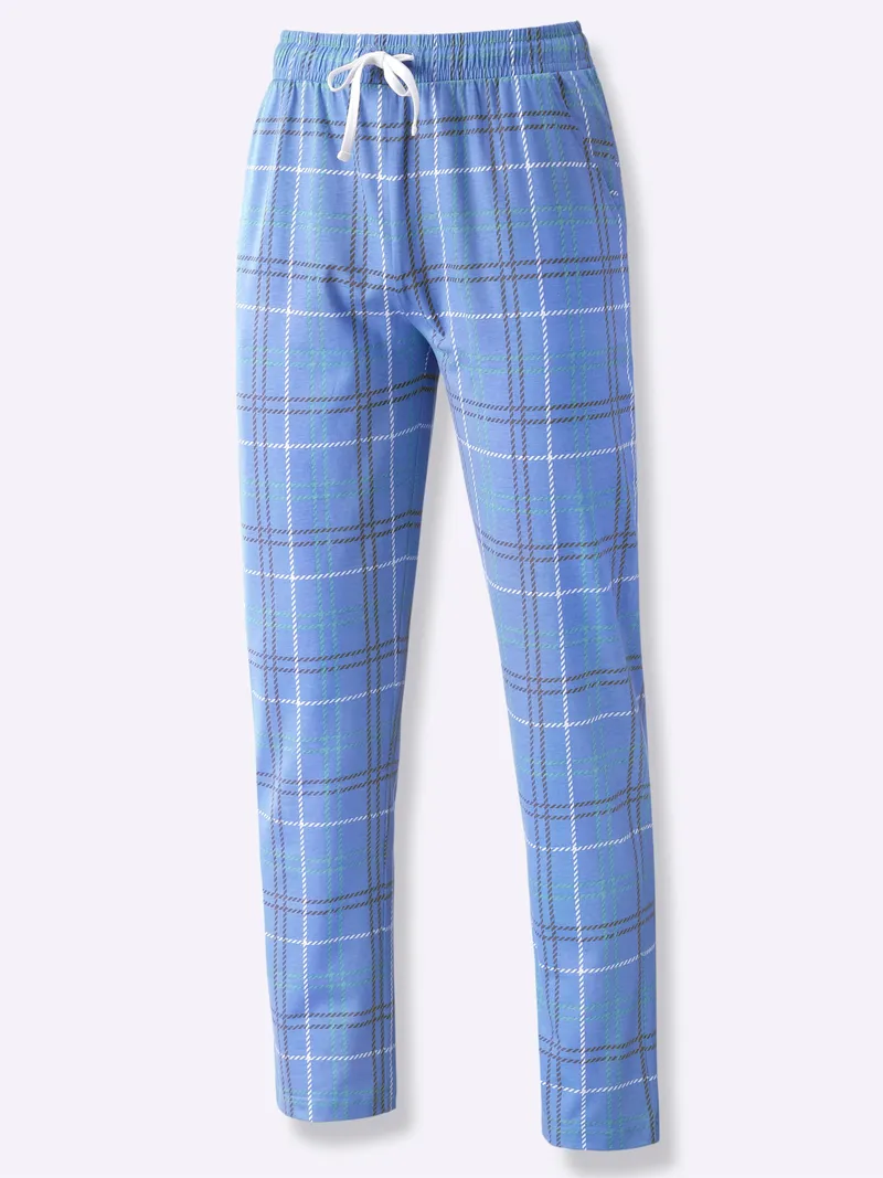 wäschepur men Hose lang mittelblau-ozean-kariert, Mittelblau-ozean-kariert, – Produktbild 1 von 2