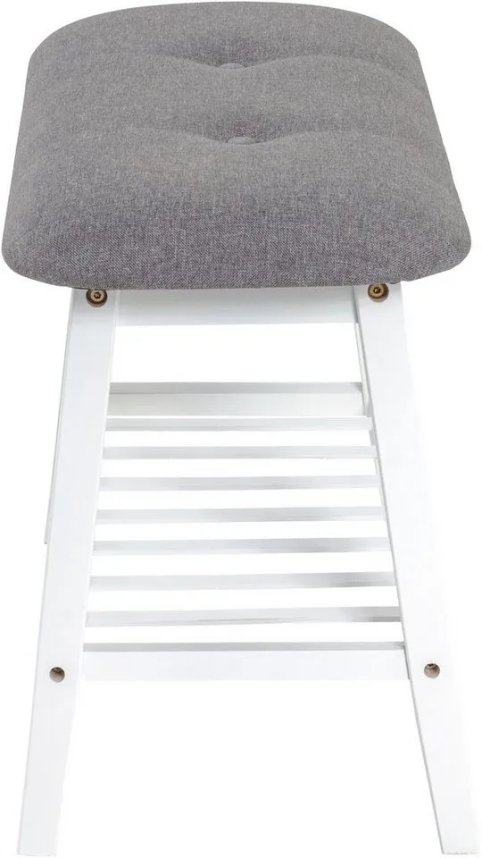 HAKU Schuhbank Flurbank, Garderobenbank, Sitzbank, rechteckig - aus Textil Grau - B/T/H 60/30/44 cm, Grau, – Produktbild 6 von 8