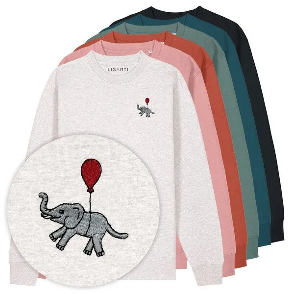 LIGARTI Bestickter Pullover – Tuffi der Elefant – LIGARTI Tiermanufaktur, Senfgelb, – Produktbild 2 von 3