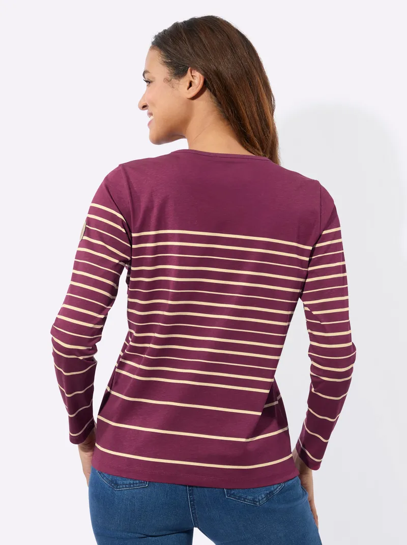 Witt Langarmshirt bordeaux-sand-geringelt, Bordeaux-sand-geringelt, – Produktbild 2 von 2