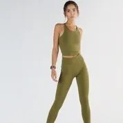 True North True North Damen Crop Top aus Bio-Baumwolle Bauchfreies Yogatops T1220, Olive-grün, – Produktbild 4 von 4
