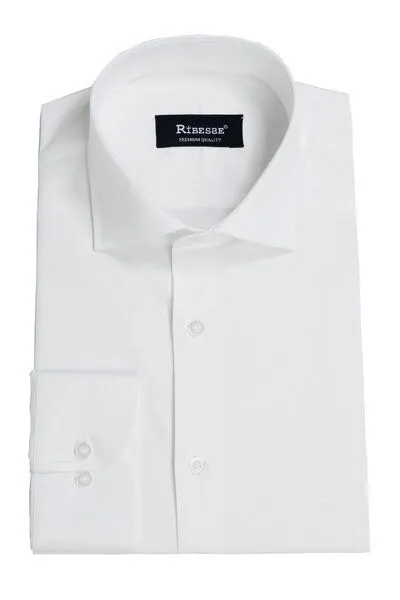 RIBESSE RIBESSE Herren Hemd aus Bio-Baumwolle slim fit Business Hemd, Weiss 2, – Produktbild 1 von 4
