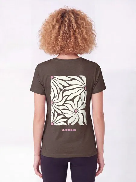 watapparel watapparel T-Shirt Frauen Athen Flora, Mocha, – Produktbild 2 von 3