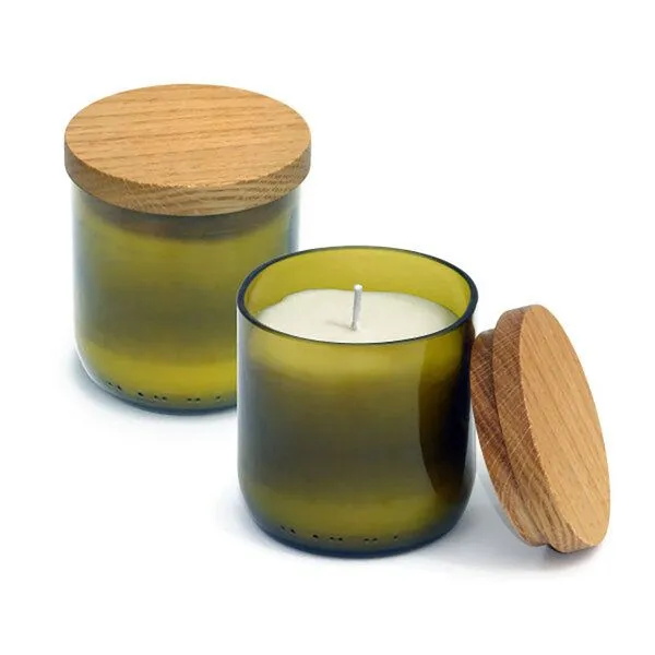 Side by Side Glas mit Kerze/Windlicht, mit und ohne Duft (side by side), Grünglas, – Produktbild 1 von 3