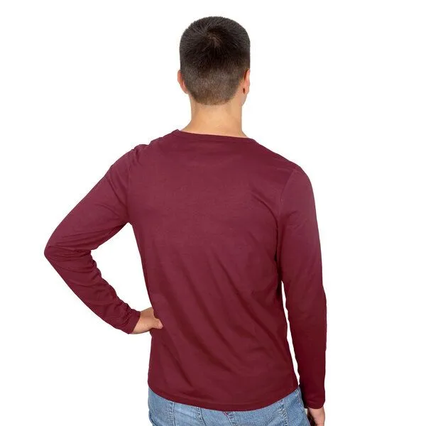 HANDGEDRUCKT HANDGEDRUCKT "Klammerkatze" Männer Longsleeve, Bordeaux, – Produktbild 3 von 3