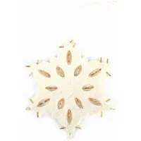El Puente El Puente Deko-Anhänger "Schneeflocke" | Fair Trade & Handmade aus Nepal, Gold,weiß, – Produktbild 1 von 1