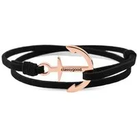 Classygood. Classygood. Anker Armband Edelstahl - Rosègold - Alcantara-Leder Band, Schwarz, – Produktbild 1 von 1
