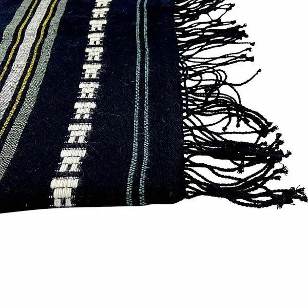 Sabahar Unisex Baumwollschal - Timket 70x200 - Blau & Schwarz - Sabahar Äthiopien, Schwarz, – Produktbild 2 von 4
