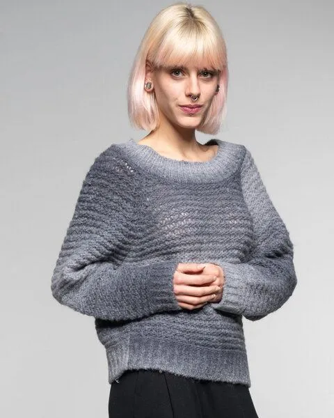 Alma & Lovis Alma & Lovis Strickpullover im Colorchange aus Alpaka-Woll-Mix | Degrade Pullover, Dolphin (grau), – Produktbild 4 von 4