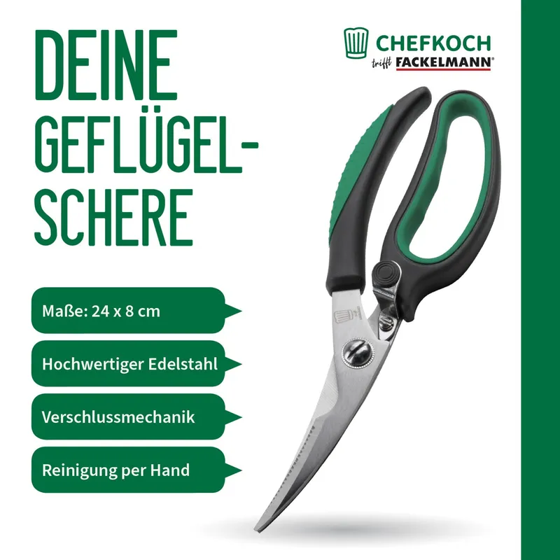 Chefkoch trifft Fackelmann Chefkoch trifft Fackelmann Geflügelschere Softgrip, 23cm, Edelstahl – Produktbild 3 von 3
