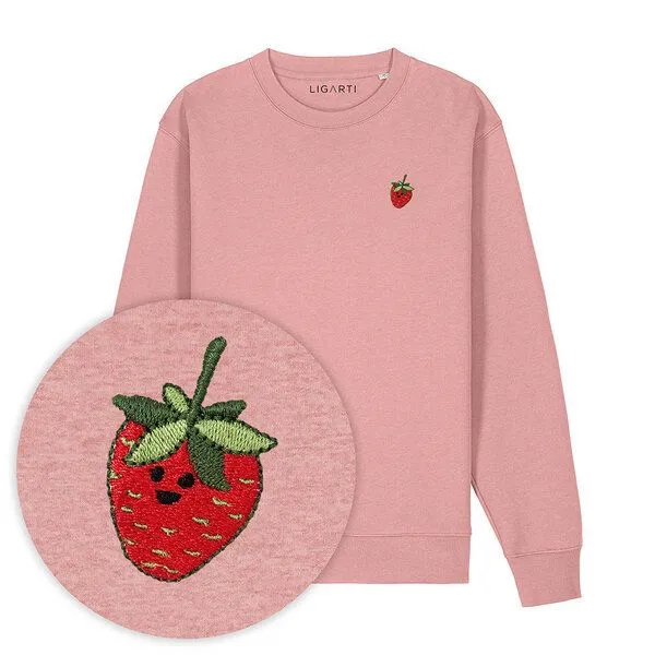 LIGARTI Bestickter Pullover – Erdbeere – LIGARTI Tiermanufaktur, Altrosa, – Produktbild 1 von 3