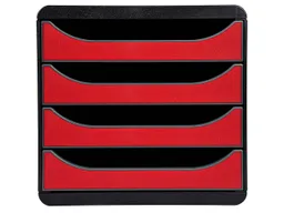 Exacompta Exacompta Schubladenbox "Iderama", DIN A4+, 4 Schubladen offen, karminrot – Produktbild 1 von 1