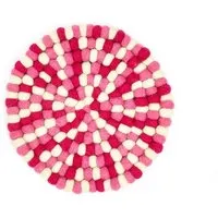 short'n'pietz short'n'pietz handgefilzter Topfuntersetzer aus Filzkugeln, Weiss rosa, – Produktbild 1 von 1