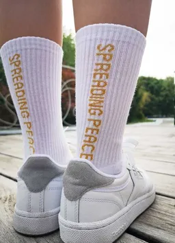 SPARKLES OF LIGHT SPARKLES OF LIGHT SPREADING PEACE Unisex Sportsocken aus Biobaumwolle – Produktbild 1 von 1